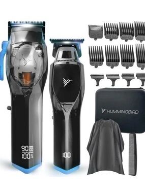 HUMMINGBIRD Pro Series Hair Clippers and Trimmer Set 9,000 RPM (Black + Case)